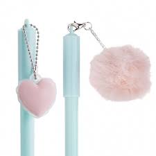 Caneta Gel 0.7mm Apagável Tinta Azul Pompom e Coração - BRW.