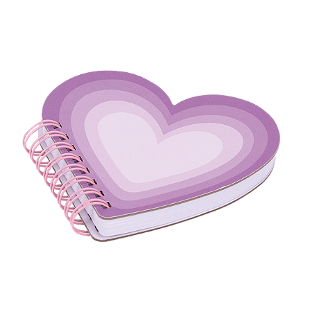 Caderno/caderneta Coração S2 Capa Dura Pautado com 80 Folhas Brancas