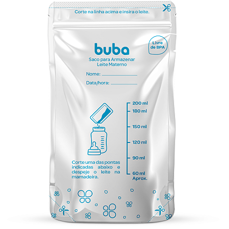 Kit 25 Sacos Para Armazenar Congelar Transportar Leite Materno 200ml Buba