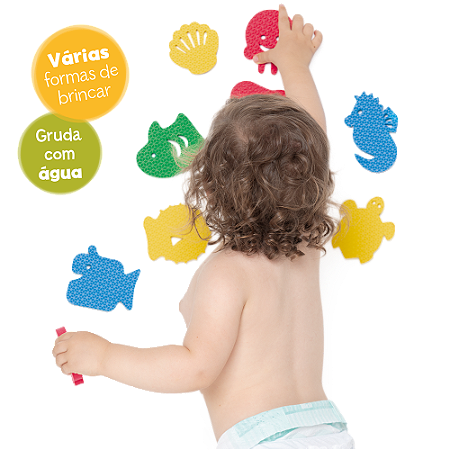 Brinquedo Para Banho Hora do Banho Fundo do Mar 16 Peças Grudam no Azulejo Toyster Infantil Para Crianças