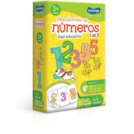Jogo Educativo Descobrindo os Números 1 ao 5 15 Peças Didático Infantil Toyster
