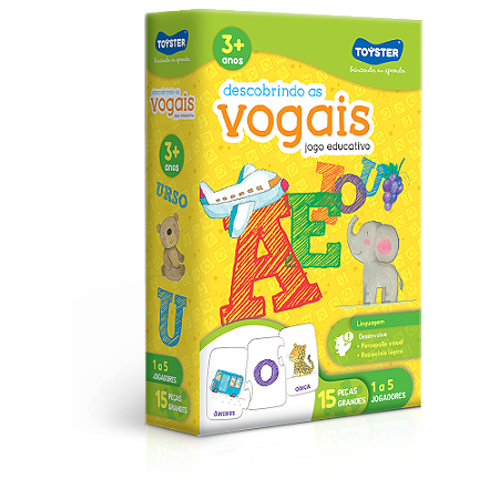 Jogo Educativo Descobrindo as Vogais 15 Peças Didático Infantil Toyster