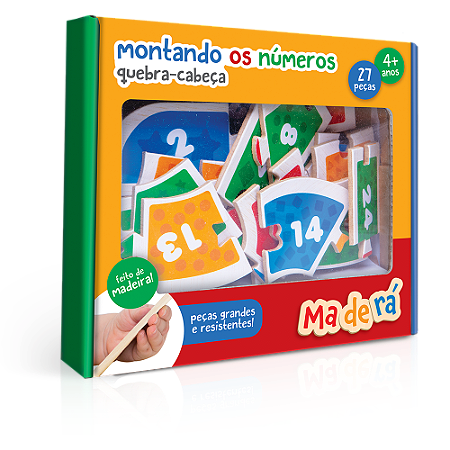 Jogo de Encaixe Montando Os Números Quebra Cabeça Educativo 27 Peças Madeira Toyster
