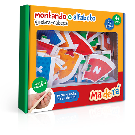 Jogo de Encaixe Montando O Alfabeto Quebra Cabeça Educativo 27 Peças Madeira Toyster