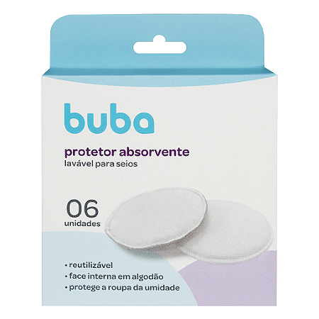 Kit 6 Protetores Absorventes de Algodão Laváveis Para Seios Amamentação Buba