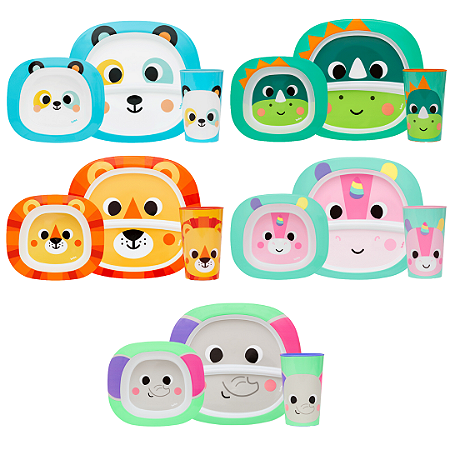 Kit Refeição Bubazoo Prato Divisória Bowl e Copo Introdução Alimentar Bebê Infantil Buba