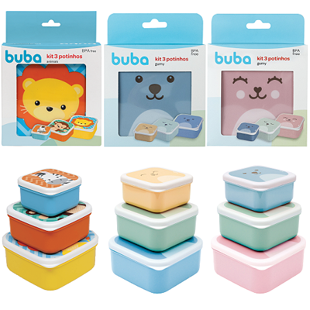 Kit 3 Potinhos Lanchinhos Papinhas Diferentes Tamanhos Bebê Infantil Buba