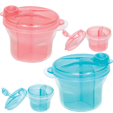 Pote Dosador Para Leite Em Pó e Fórmula Buba 300ml Com 3 Compartimentos e Divisória Removível