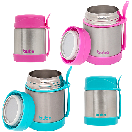 Pote Térmico Infantil Inox Com Colher 320ml Buba Para Comida e Papinha Bebê e Criança