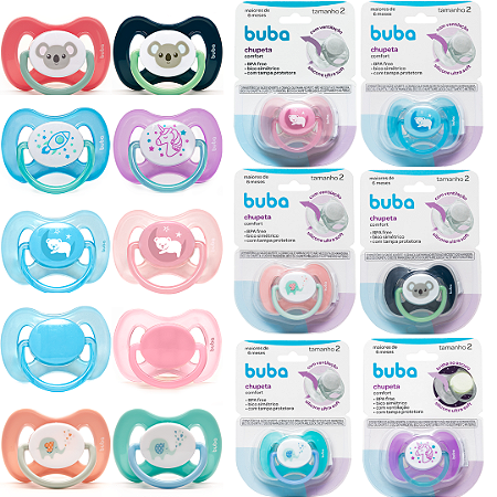 Chupeta Buba Comfort Ultra Soft Ventilação Tam 2 Com Tampa Protetora* de Bico Silicone Para Bebê +6 meses