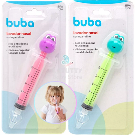Lavador Nasal Infantil Seringa Com Bico de Silicone 10ml Dino Buba