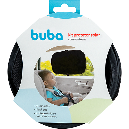 Kit Com 2 Protetores Solar Blackout Para Carro Com Ventosa Infantil Buba Protege do Sol