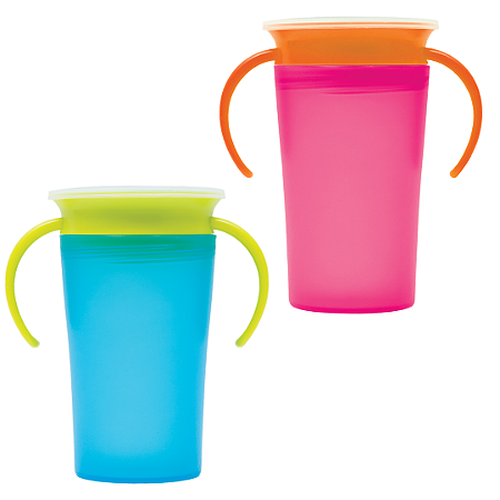 Copo de Treinamento Infantil 360° Com Alça e Válvula Antivazamento 260ml Liso Buba
