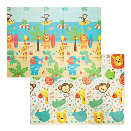 Tapete Dobrável 146x195 Cm Buba Baby Estampa Praia Dupla Face Impermeável