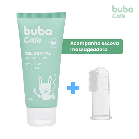 Gel Dental Infantil Sem Flúor 50g Com Escova Massageadora Buba Care