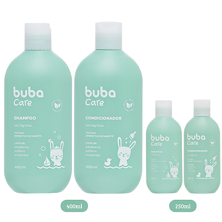 Kit Shampoo Sem Lágrimas + Condicionador Vegano e Hipoalergênico Buba Care Bebê Infantil