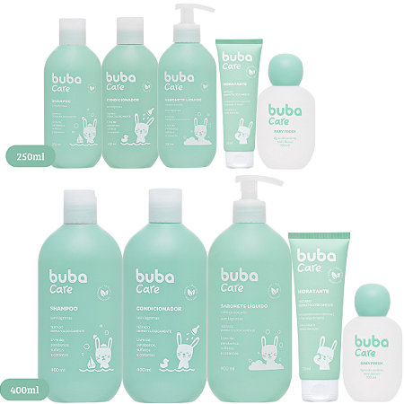 Kit Banho Infantil Shampoo + Condicionador + Sabonete Líquido + Hidratante 120ml + Colônia Baby Fresh 100ml Buba Care