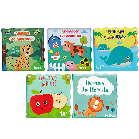 Kit 5 Livrinhos de Banho Educativo Bebê Infantil Buba