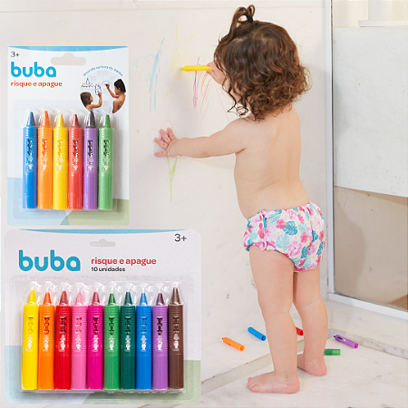Giz Risque e Apague Buba Cores Variadas Para um Banho Divertido e Criativo Ideal Para Crianças