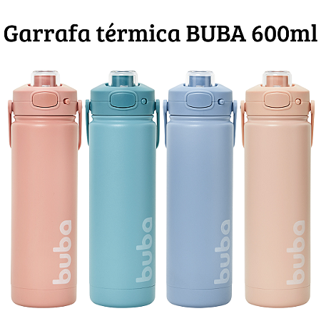 Garrafa Térmica Infantil Parede Dupla Inox 600ml Buba Com Alça e Tampa Protetora