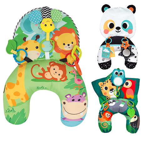 Almofada de Atividades Interativa Para Bebê Buba Com Mordedor Formas e Texturas Tummy Time +3m