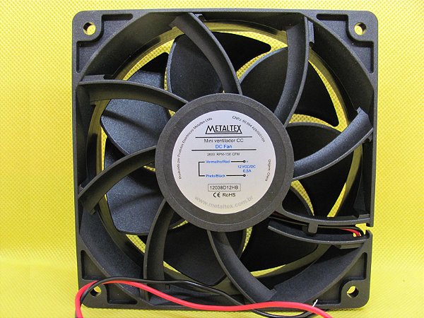 12038D12HB - VENTILADOR 120X120X38MM - 12VCC - ROLAMENTO - 2600RPM