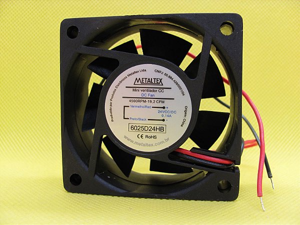 6025D24HB - VENTILADOR 60X60X25MM -24VCC - ROLAMENTO - 4000RPM