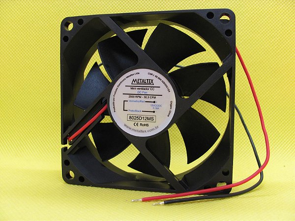 8025D12MS - VENTILADOR 80X80X25MM - 12VCC - BUCHA - 2500RPM