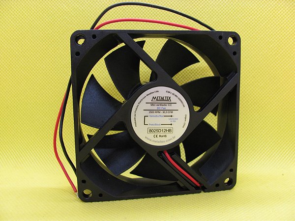 8025D12HB - VENTILADOR 80X80X25MM -12VCC - ROLAMENTO - 3400RPM