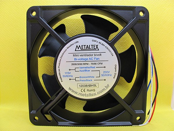 12038ABHSL - VENTILADOR 120X120X38MM  - 115/230VCA - BUCHA - 2600/3000RPM