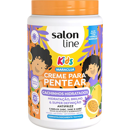 Creme Para Pentear Salon Line Cachinhos Poderosos Kids Maracujá 1kg
