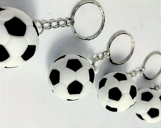 Kit c/3 Chaveiros Bola de Futebol Borracha
