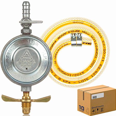 Regulador Aliança 504/01 MÉDIO com Mangueira 0,80m (Caixa 10 Unidades)