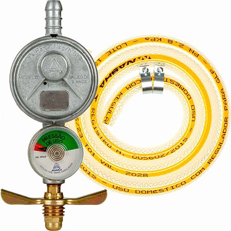 Regulador Aliança 505/01 PEQUENO com Manômetro e Mangueira 1,20m