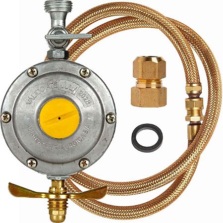 Flexível de Tomback 1/2 x 1200mm com Adaptador Dako FÊMEA e Regulador Aliança 506/10