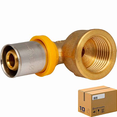 Cotovelo Multicamadas PEX GÁS 16mm x 1/2"(F) (Caixa 10 Unidades)