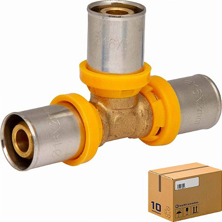 Tee Multicamadas PEX GÁS Regular 16mm (Caixa 10 Unidades)