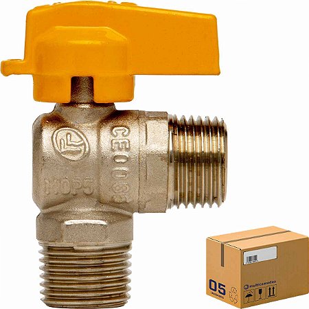 Registro Esfera ANGULAR 1/2 NPT x 1/2 NPT (Caixa 5 Unidades)