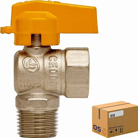 Registro Esfera ANGULAR 1/2 NPT x 1/2 NPT(F) (Caixa 5 Unidades)