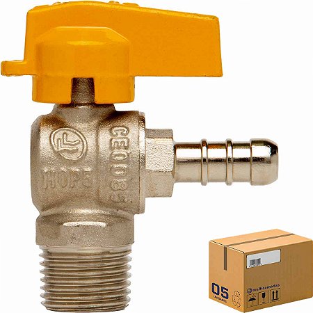 Registro Esfera ANGULAR 1/2 NPT x 3/8 BM (Caixa 5 Unidades)