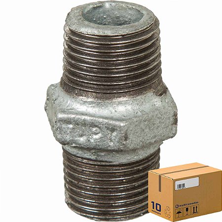 Niple Duplo Tupy Galvanizado 1/2 BSP (Caixa 10 Unidades)
