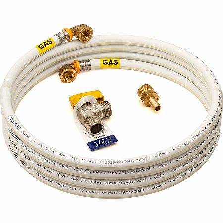 Kit 5 Metros 16mm Tubo Multicamadas PEX GÁS + Registro 1/2