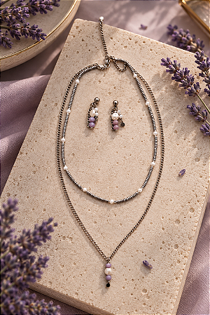 Conjunto Lavanda - Brinco e Colar