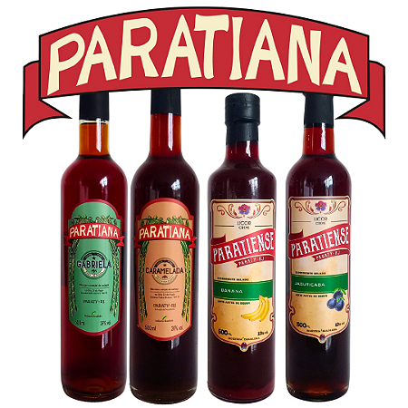KIT 4 LICORES PARATIANA - BANANA - JABUTICABA - GABRIELA - CARAMELADA