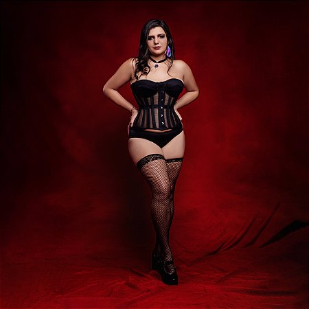 Corset Overbust com Bojo Tela - Viúva Negra