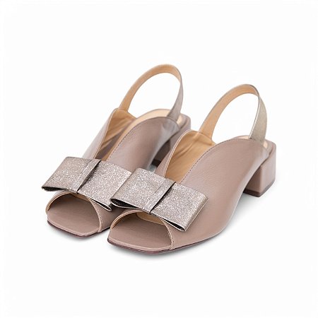 SANDALIA COURO LAÇO LUREX