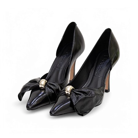 SCARPIN COURO LAÇO