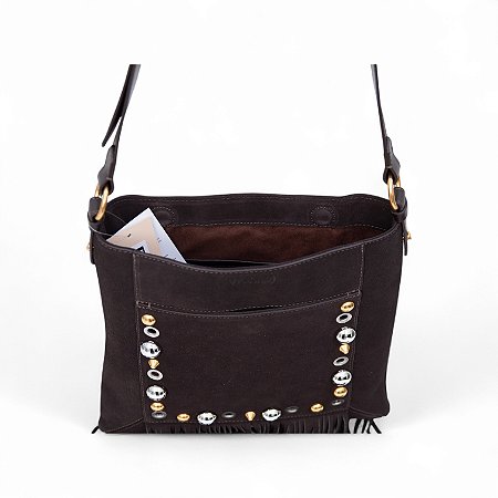 BOLSA CAMURÇA FRANJA APLICAÇÕES