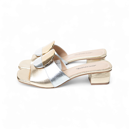 MULE COURO METALIZADO BICOLOR