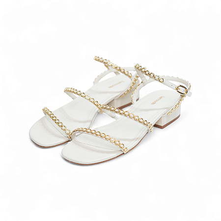 SANDALIA COURO APLICAÇÕES